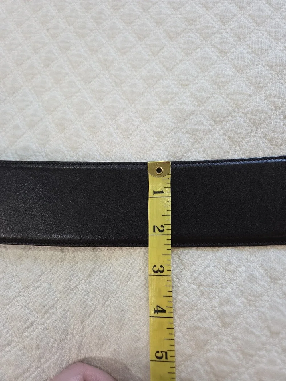 J. Peterman Company Wide Black Leather Belt Women's Large Chunky Buckle